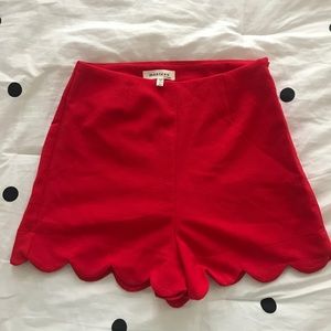 Red scalloped shorts
